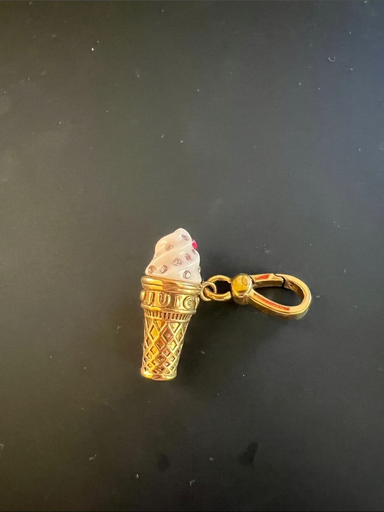 Juicy Couture Jewelry - Juicy Couture Gold-tone Ice Cream Cone Charm Keychain with Pink & White Enamel